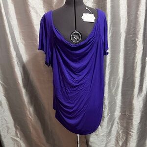 Dots Royal Blue Drape Neck Blouse